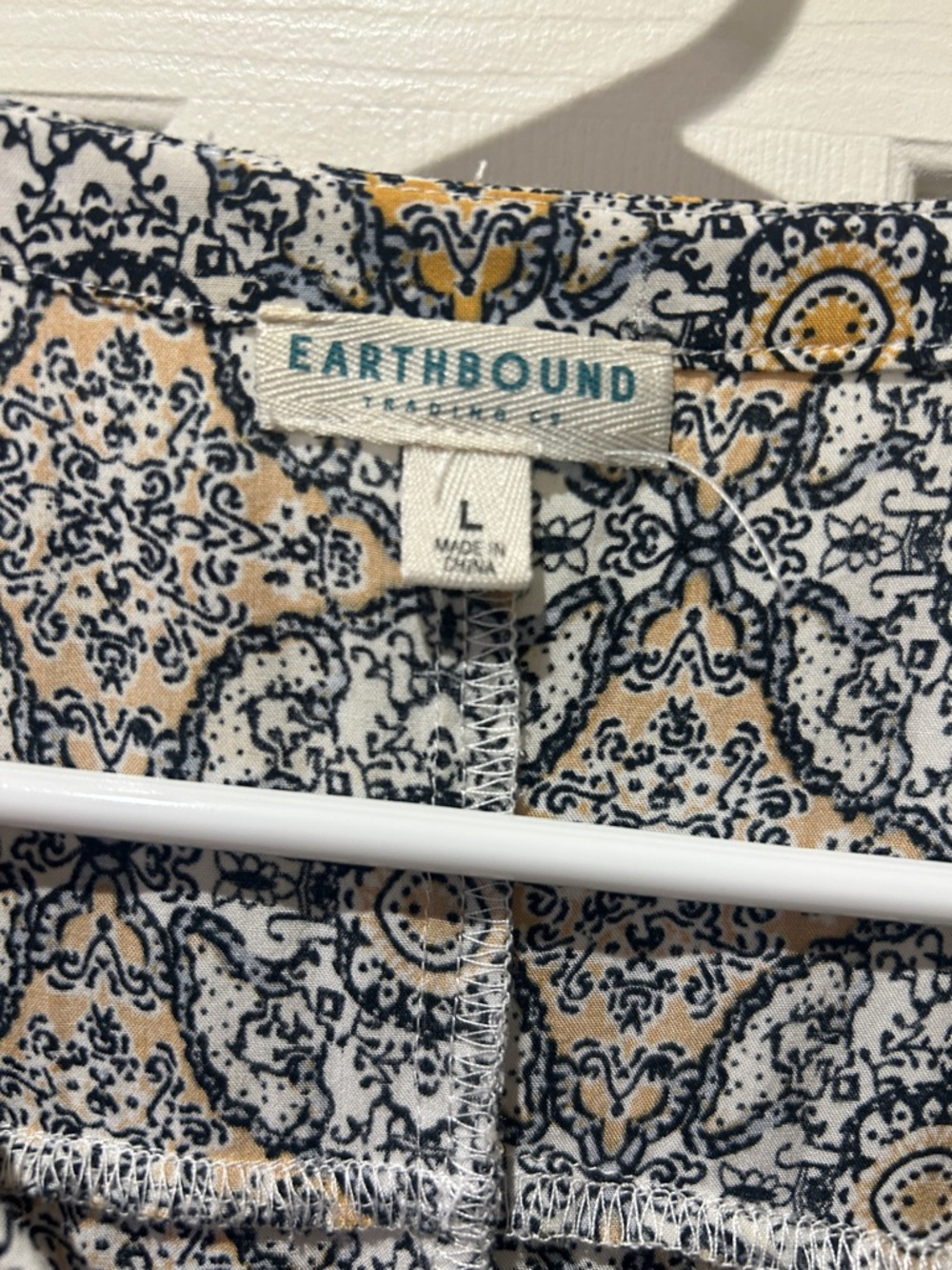EARTHBOUND Mustard & Navy Medallion V-Neck Midi Dress with Tassel - Picture 3 of 4